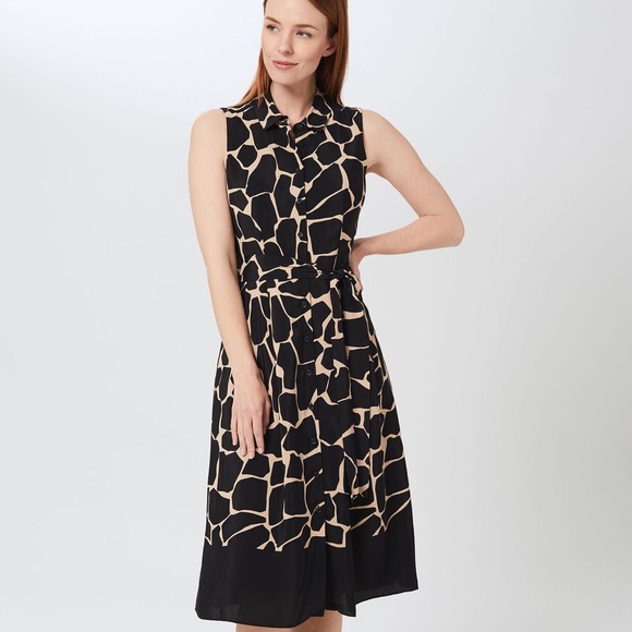 HOBBS london SUZANNA ANIMAL midi collar button dress animal print - Picture 2 of 9